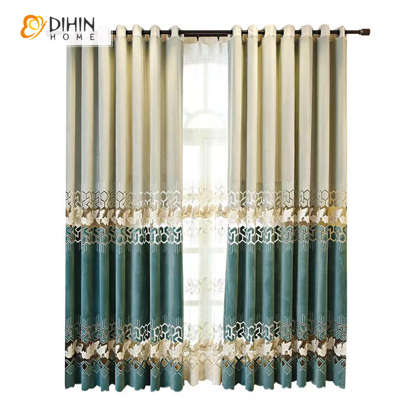 DIHIN HOME Luxury Geometric Embroidered Curtains,Grommet Window Curtain for Living Room,52x84-inch,1 Panel Roman Shades Curtains Window Blinds custom curtains blackout curtains curtains for living room sheer curtains curtain fabric linen curtains kitchen curtains velvet curtains pinch pleat curtains bay window curtains outdoor curtains pleated curtains floral curtains dining room curtains kitchen valances drapes for bedroom patio curtains nursery curtains grommet curtains