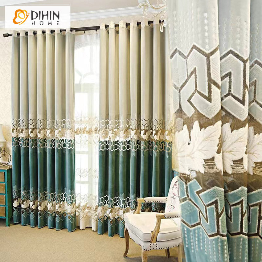 DIHIN HOME Luxury Geometric Embroidered Curtains,Grommet Window Curtain for Living Room,52x84-inch,1 Panel Roman Shades Curtains Window Blinds custom curtains blackout curtains curtains for living room sheer curtains curtain fabric linen curtains kitchen curtains velvet curtains pinch pleat curtains bay window curtains outdoor curtains pleated curtains floral curtains dining room curtains kitchen valances drapes for bedroom patio curtains nursery curtains grommet curtains