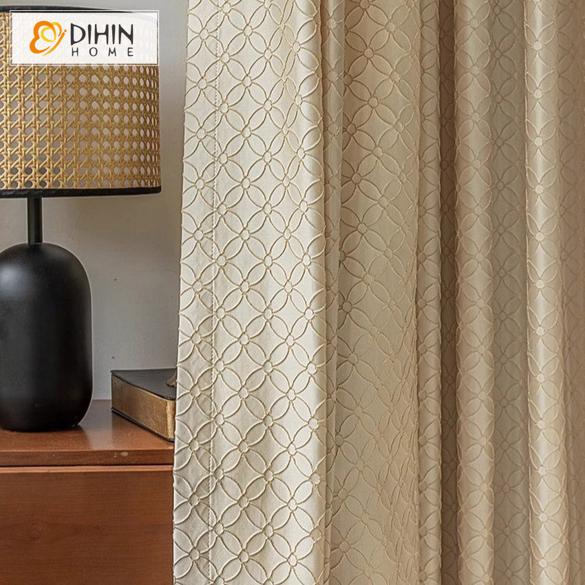 DIHIN HOME Luxury Geometric Jacquard,Blackout Grommet Window Curtain For Living Room ,52x63-inch,1  Panel Roman Shades Curtains Window Blinds custom curtains blackout curtains curtains for living room sheer curtains curtain fabric linen curtains kitchen curtains velvet curtains pinch pleat curtains bay window curtains outdoor curtains pleated curtains floral curtains dining room curtains kitchen valances drapes for bedroom patio curtains nursery curtains grommet curtains