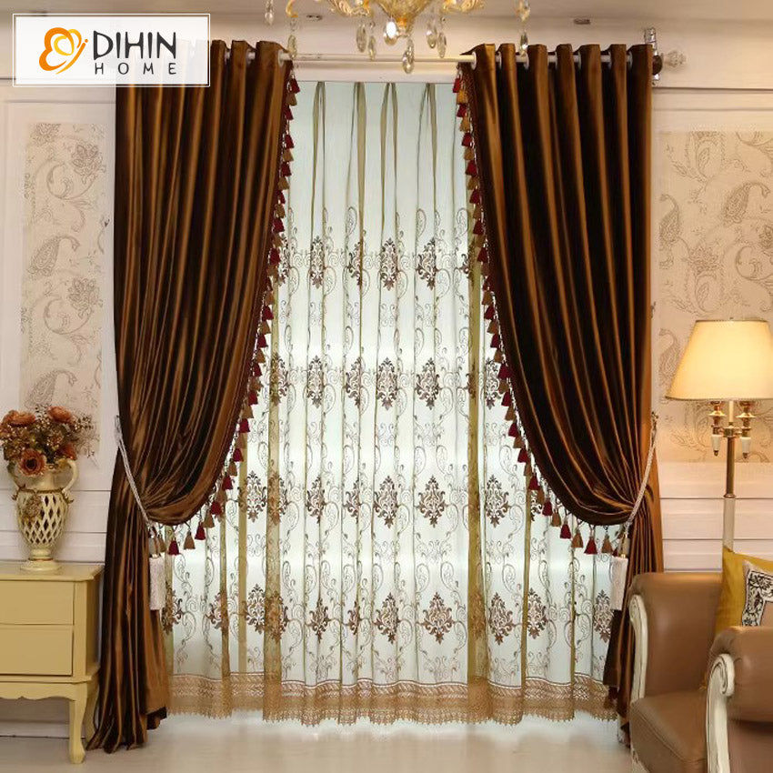 DIHIN HOME Luxury Velvet Fabric Brown Color,Grommet Window Curtain for Living Room,Customzied Curtains Roman Shades Curtains Window Blinds custom curtains blackout curtains curtains for living room sheer curtains curtain fabric linen curtains kitchen curtains velvet curtains pinch pleat curtains bay window curtains outdoor curtains pleated curtains floral curtains dining room curtains kitchen valances drapes for bedroom patio curtains nursery curtains grommet curtains
