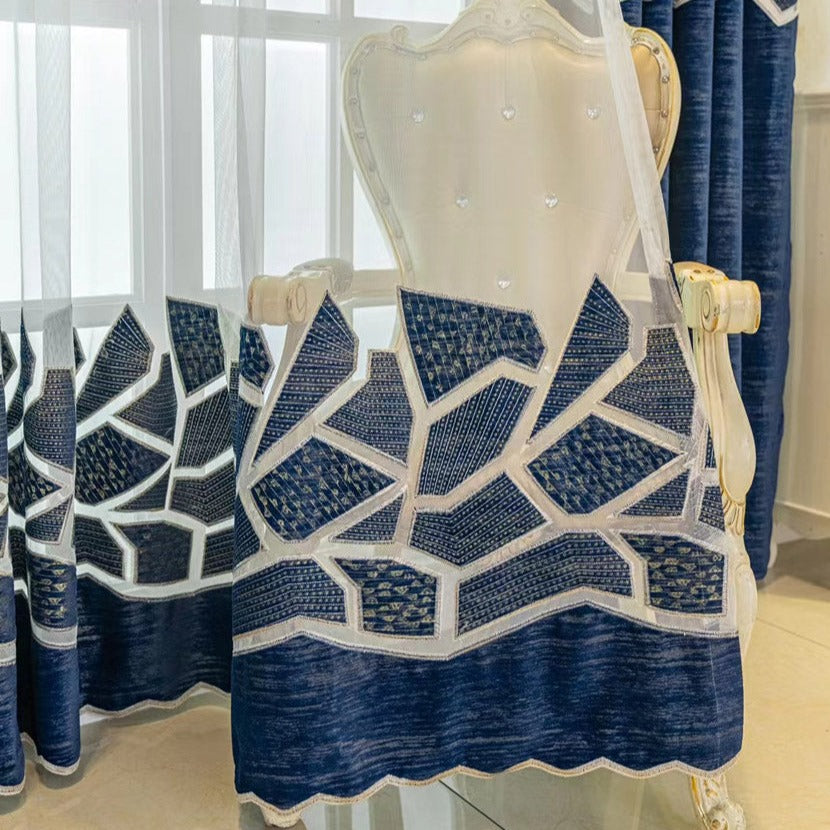 DIHIN HOME Modern Abstract Geometric Blue Color Curtains,Grommet Window Curtain for Living Room,52x63-inch,1 Panel Roman Shades Curtains Window Blinds custom curtains blackout curtains curtains for living room sheer curtains curtain fabric linen curtains kitchen curtains velvet curtains pinch pleat curtains bay window curtains outdoor curtains pleated curtains floral curtains dining room curtains kitchen valances drapes for bedroom patio curtains nursery curtains grommet curtains