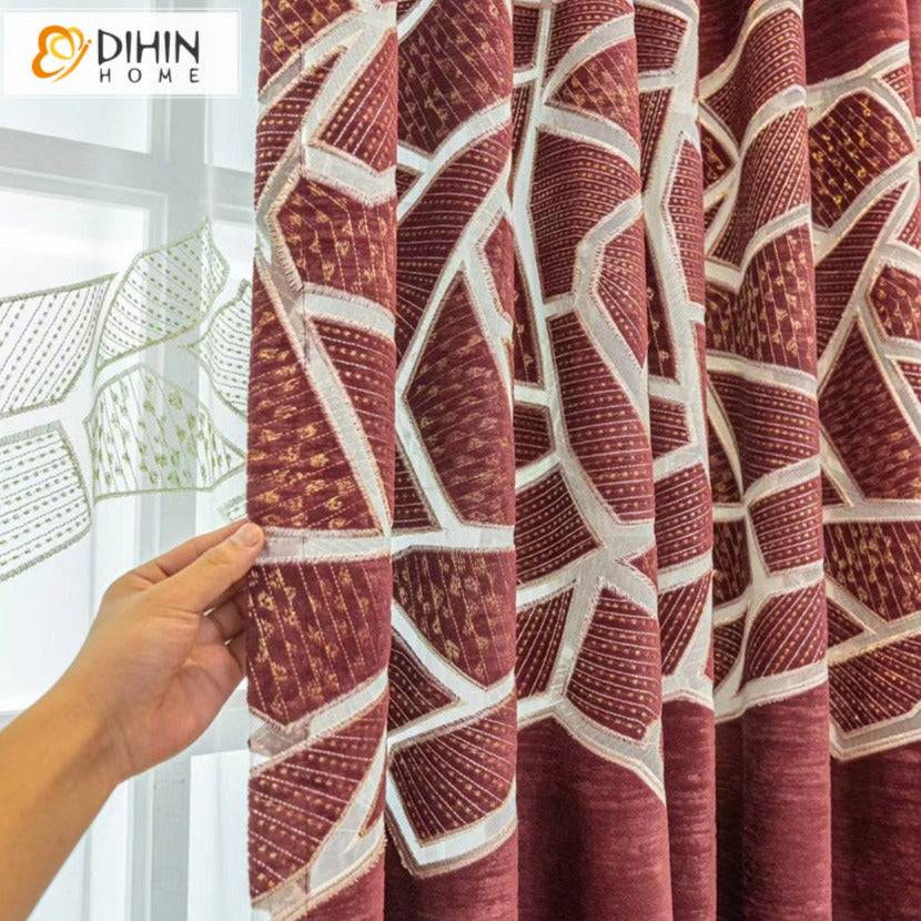 DIHIN HOME Modern Abstract Geometric Maroon Red Color Curtains,Grommet Window Curtain for Living Room,52x63-inch,1 Panel Roman Shades Curtains Window Blinds custom curtains blackout curtains curtains for living room sheer curtains curtain fabric linen curtains kitchen curtains velvet curtains pinch pleat curtains bay window curtains outdoor curtains pleated curtains floral curtains dining room curtains kitchen valances drapes for bedroom patio curtains nursery curtains grommet curtains