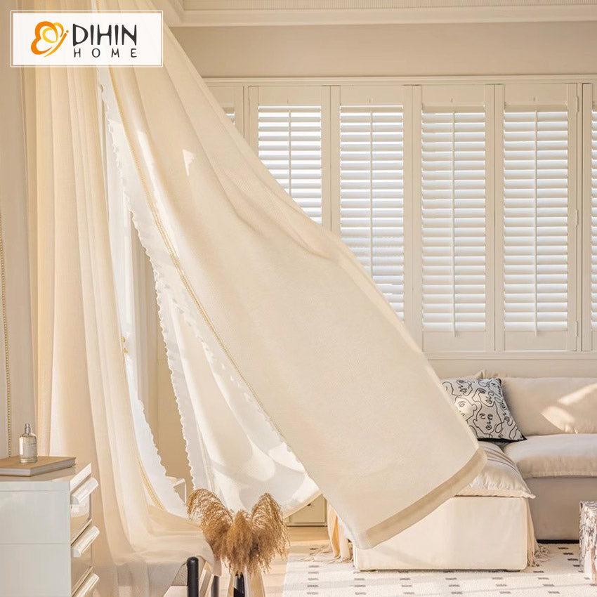 DIHIN HOME Modern Beige Color,Window Screening Window Drapes Grommet Window Sheer Curtain for Living Room Roman Shades Curtains Window Blinds custom curtains blackout curtains curtains for living room sheer curtains curtain fabric linen curtains kitchen curtains velvet curtains pinch pleat curtains bay window curtains outdoor curtains pleated curtains floral curtains dining room curtains kitchen valances drapes for bedroom patio curtains nursery curtains grommet curtains