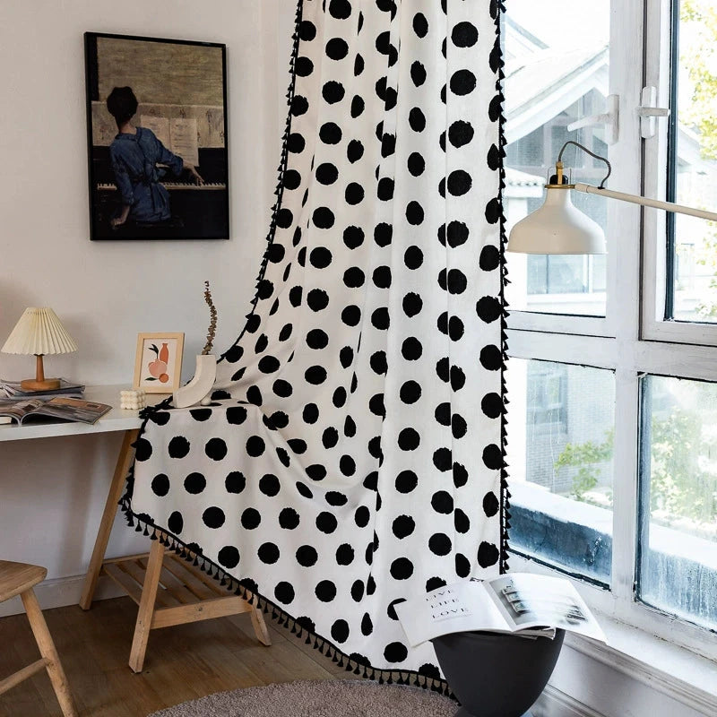 DIHIN HOME Modern Black Dots Printed,Blackout Grommet Window Curtain for Living Room ,52x63-inch,1 Panel Roman Shades Curtains Window Blinds custom curtains blackout curtains curtains for living room sheer curtains curtain fabric linen curtains kitchen curtains velvet curtains pinch pleat curtains bay window curtains outdoor curtains pleated curtains floral curtains dining room curtains kitchen valances drapes for bedroom patio curtains nursery curtains grommet curtains