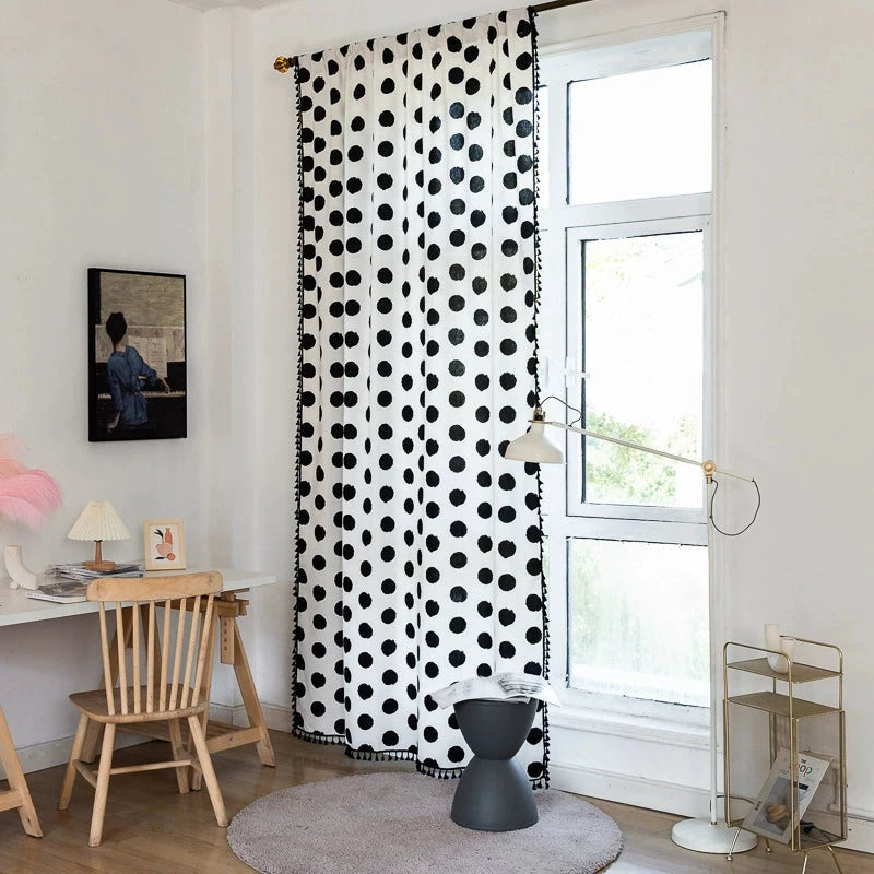 DIHIN HOME Modern Black Dots Printed,Blackout Grommet Window Curtain for Living Room ,52x63-inch,1 Panel Roman Shades Curtains Window Blinds custom curtains blackout curtains curtains for living room sheer curtains curtain fabric linen curtains kitchen curtains velvet curtains pinch pleat curtains bay window curtains outdoor curtains pleated curtains floral curtains dining room curtains kitchen valances drapes for bedroom patio curtains nursery curtains grommet curtains