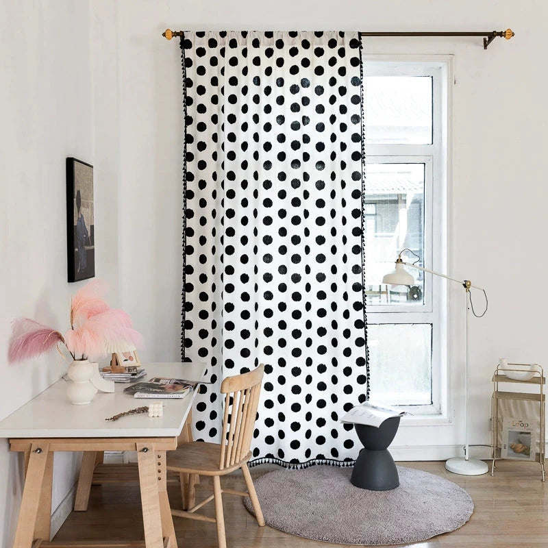 DIHIN HOME Modern Black Dots Printed,Blackout Grommet Window Curtain for Living Room ,52x63-inch,1 Panel Roman Shades Curtains Window Blinds custom curtains blackout curtains curtains for living room sheer curtains curtain fabric linen curtains kitchen curtains velvet curtains pinch pleat curtains bay window curtains outdoor curtains pleated curtains floral curtains dining room curtains kitchen valances drapes for bedroom patio curtains nursery curtains grommet curtains