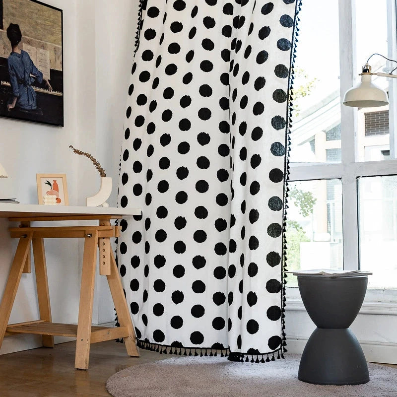 DIHIN HOME Modern Black Dots Printed,Blackout Grommet Window Curtain for Living Room ,52x63-inch,1 Panel Roman Shades Curtains Window Blinds custom curtains blackout curtains curtains for living room sheer curtains curtain fabric linen curtains kitchen curtains velvet curtains pinch pleat curtains bay window curtains outdoor curtains pleated curtains floral curtains dining room curtains kitchen valances drapes for bedroom patio curtains nursery curtains grommet curtains