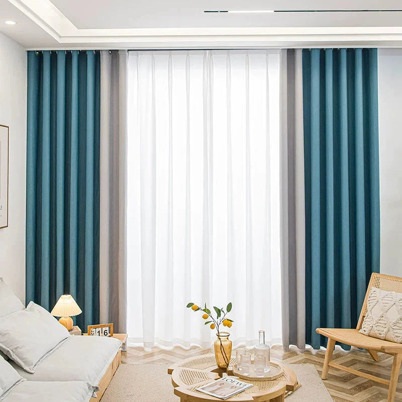 DIHIN HOME Modern Blue and Grey Color,Grommet Window Curtain for Living Room,Customzied Curtains Roman Shades Curtains Window Blinds custom curtains blackout curtains curtains for living room sheer curtains curtain fabric linen curtains kitchen curtains velvet curtains pinch pleat curtains bay window curtains outdoor curtains pleated curtains floral curtains dining room curtains kitchen valances drapes for bedroom patio curtains nursery curtains grommet curtains