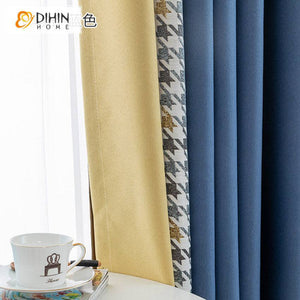DIHIN HOME Modern Blue and Yellow Fabric,Blackout Grommet Window Curtain for Living Room,52x63-inch,1 Panel Roman Shades Curtains Window Blinds custom curtains blackout curtains curtains for living room sheer curtains curtain fabric linen curtains kitchen curtains velvet curtains pinch pleat curtains bay window curtains outdoor curtains pleated curtains floral curtains dining room curtains kitchen valances drapes for bedroom patio curtains nursery curtains grommet curtains