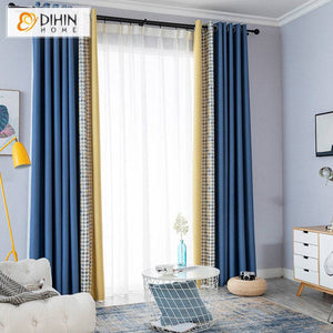 DIHIN HOME Modern Blue and Yellow Fabric,Blackout Grommet Window Curtain for Living Room,52x63-inch,1 Panel Roman Shades Curtains Window Blinds custom curtains blackout curtains curtains for living room sheer curtains curtain fabric linen curtains kitchen curtains velvet curtains pinch pleat curtains bay window curtains outdoor curtains pleated curtains floral curtains dining room curtains kitchen valances drapes for bedroom patio curtains nursery curtains grommet curtains
