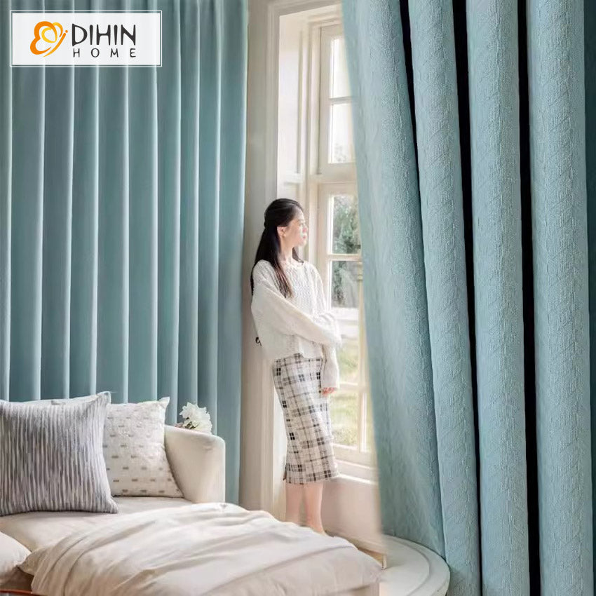 DIHIN HOME Modern Blue Color Jacquard,Blackout Grommet Window Curtain for Living Room ,52x63-inch,1 Panel Roman Shades Curtains Window Blinds custom curtains blackout curtains curtains for living room sheer curtains curtain fabric linen curtains kitchen curtains velvet curtains pinch pleat curtains bay window curtains outdoor curtains pleated curtains floral curtains dining room curtains kitchen valances drapes for bedroom patio curtains nursery curtains grommet curtains