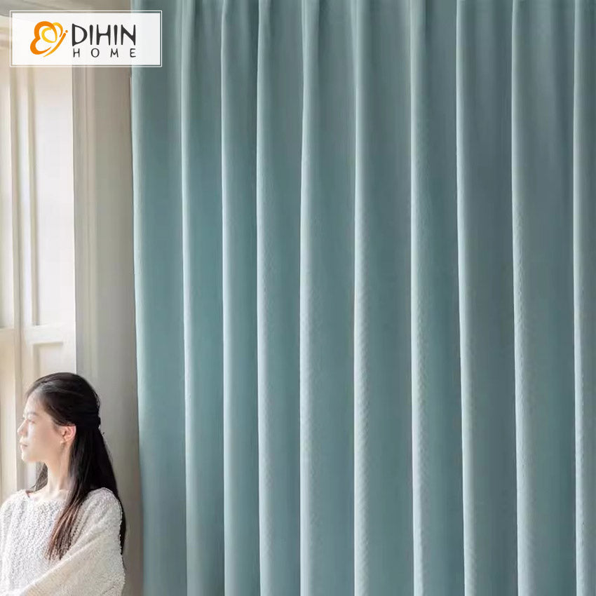DIHIN HOME Modern Blue Color Jacquard,Blackout Grommet Window Curtain for Living Room ,52x63-inch,1 Panel Roman Shades Curtains Window Blinds custom curtains blackout curtains curtains for living room sheer curtains curtain fabric linen curtains kitchen curtains velvet curtains pinch pleat curtains bay window curtains outdoor curtains pleated curtains floral curtains dining room curtains kitchen valances drapes for bedroom patio curtains nursery curtains grommet curtains
