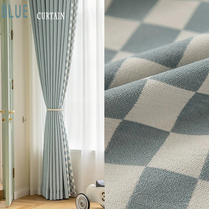 DIHIN HOME Modern Blue Color Plaid,Blackout Grommet Window Curtain Customized Curtain Drapes for Living Room Roman Shades Curtains Window Blinds custom curtains blackout curtains curtains for living room sheer curtains curtain fabric linen curtains kitchen curtains velvet curtains pinch pleat curtains bay window curtains outdoor curtains pleated curtains floral curtains dining room curtains kitchen valances drapes for bedroom patio curtains nursery curtains grommet curtains