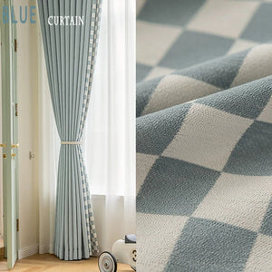DIHIN HOME Modern Blue Color Plaid,Blackout Grommet Window Curtain Customized Curtain Drapes for Living Room Roman Shades Curtains Window Blinds custom curtains blackout curtains curtains for living room sheer curtains curtain fabric linen curtains kitchen curtains velvet curtains pinch pleat curtains bay window curtains outdoor curtains pleated curtains floral curtains dining room curtains kitchen valances drapes for bedroom patio curtains nursery curtains grommet curtains