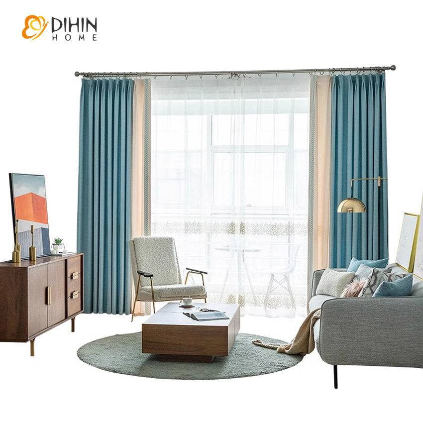 DIHIN HOME Modern Blue Color With Green Lace,Blackout Grommet Window Curtain Customized Curtain Drapes for Living Room Roman Shades Curtains Window Blinds custom curtains blackout curtains curtains for living room sheer curtains curtain fabric linen curtains kitchen curtains velvet curtains pinch pleat curtains bay window curtains outdoor curtains pleated curtains floral curtains dining room curtains kitchen valances drapes for bedroom patio curtains nursery curtains grommet curtains