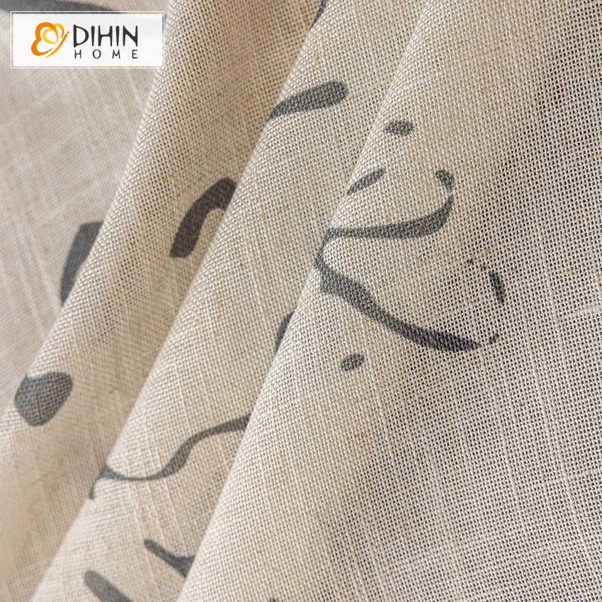 DIHIN HOME Modern Chinese Calligraphy Cotton Linen,Grommet Window Curtain for Living Room,Customzied Curtains Roman Shades Curtains Window Blinds custom curtains blackout curtains curtains for living room sheer curtains curtain fabric linen curtains kitchen curtains velvet curtains pinch pleat curtains bay window curtains outdoor curtains pleated curtains floral curtains dining room curtains kitchen valances drapes for bedroom patio curtains nursery curtains grommet curtains