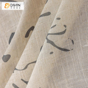 DIHIN HOME Modern Chinese Calligraphy Cotton Linen,Grommet Window Curtain for Living Room,Customzied Curtains Roman Shades Curtains Window Blinds custom curtains blackout curtains curtains for living room sheer curtains curtain fabric linen curtains kitchen curtains velvet curtains pinch pleat curtains bay window curtains outdoor curtains pleated curtains floral curtains dining room curtains kitchen valances drapes for bedroom patio curtains nursery curtains grommet curtains