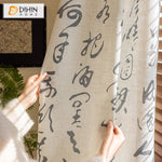 DIHIN HOME Modern Chinese Calligraphy Cotton Linen,Grommet Window Curtain for Living Room,Customzied Curtains Roman Shades Curtains Window Blinds custom curtains blackout curtains curtains for living room sheer curtains curtain fabric linen curtains kitchen curtains velvet curtains pinch pleat curtains bay window curtains outdoor curtains pleated curtains floral curtains dining room curtains kitchen valances drapes for bedroom patio curtains nursery curtains grommet curtains