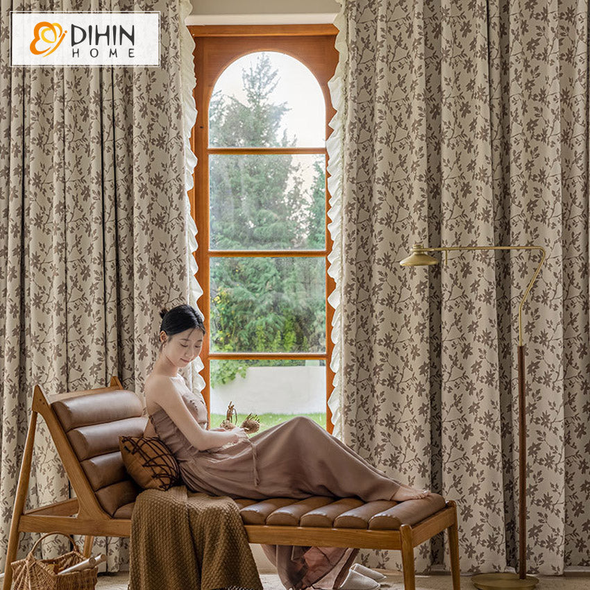 DIHIN HOME Modern Coffee Flowers Printed,Grommet Window Curtain for Living Room,52x63-inch,1 Panel Roman Shades Curtains Window Blinds custom curtains blackout curtains curtains for living room sheer curtains curtain fabric linen curtains kitchen curtains velvet curtains pinch pleat curtains bay window curtains outdoor curtains pleated curtains floral curtains dining room curtains kitchen valances drapes for bedroom patio curtains nursery curtains grommet curtains