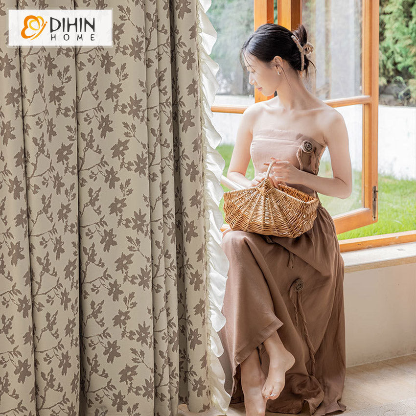 DIHIN HOME Modern Coffee Flowers Printed,Grommet Window Curtain for Living Room,52x63-inch,1 Panel Roman Shades Curtains Window Blinds custom curtains blackout curtains curtains for living room sheer curtains curtain fabric linen curtains kitchen curtains velvet curtains pinch pleat curtains bay window curtains outdoor curtains pleated curtains floral curtains dining room curtains kitchen valances drapes for bedroom patio curtains nursery curtains grommet curtains