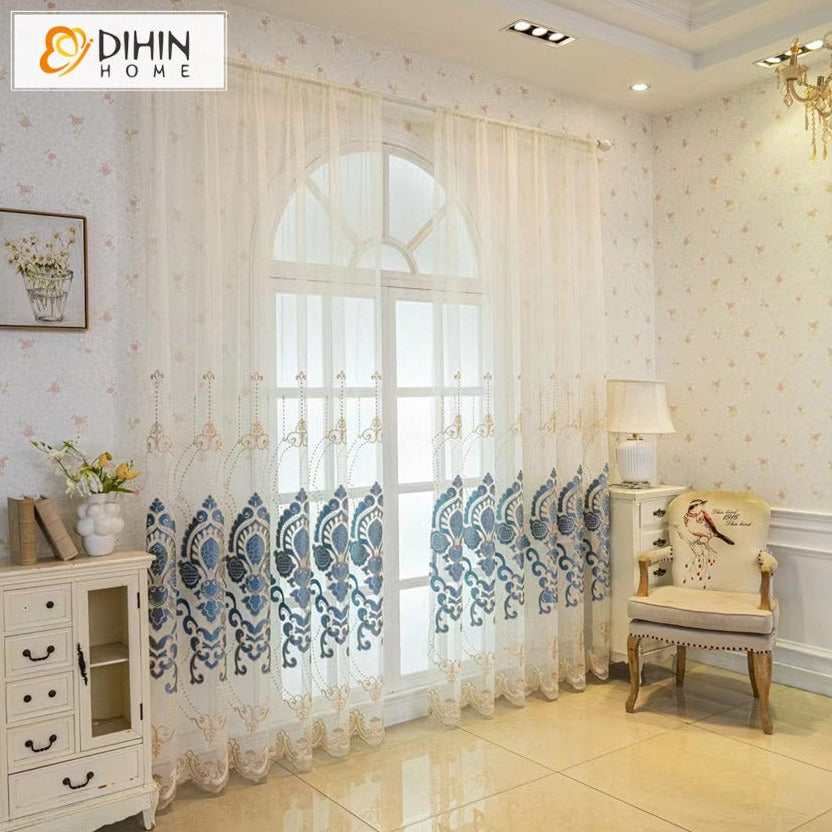 DIHIN HOME Modern Fashion Embroidered Sheer Curtains,Grommet Window Curtain for Living Room ,52x63-inch,1 Panel Roman Shades Curtains Window Blinds custom curtains blackout curtains curtains for living room sheer curtains curtain fabric linen curtains kitchen curtains velvet curtains pinch pleat curtains bay window curtains outdoor curtains pleated curtains floral curtains dining room curtains kitchen valances drapes for bedroom patio curtains nursery curtains grommet curtains