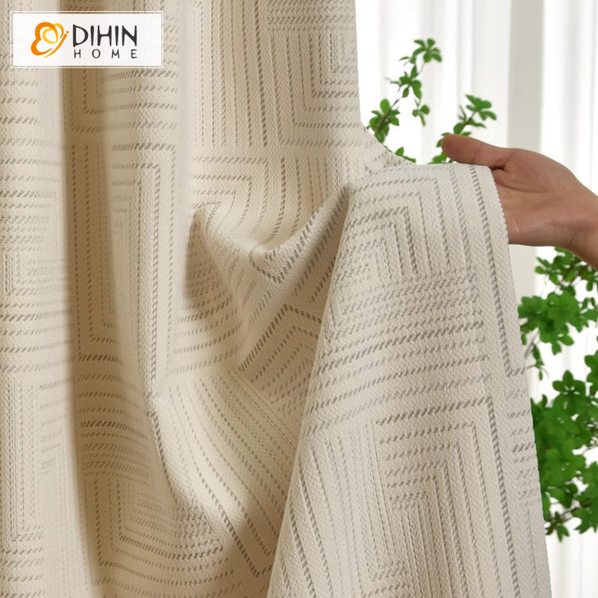 DIHIN HOME Modern Geometric,Blackout Grommet Window Curtain For Living Room ,52x63-inch,1  Panel Roman Shades Curtains Window Blinds custom curtains blackout curtains curtains for living room sheer curtains curtain fabric linen curtains kitchen curtains velvet curtains pinch pleat curtains bay window curtains outdoor curtains pleated curtains floral curtains dining room curtains kitchen valances drapes for bedroom patio curtains nursery curtains grommet curtains