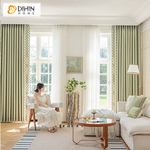 DIHIN HOME Modern Gree Color Plaid Fabric Jacquard,Half Blackout Grommet Window Curtain for Living Room ,52x63-inch,1 Panel Roman Shades Curtains Window Blinds custom curtains blackout curtains curtains for living room sheer curtains curtain fabric linen curtains kitchen curtains velvet curtains pinch pleat curtains bay window curtains outdoor curtains pleated curtains floral curtains dining room curtains kitchen valances drapes for bedroom patio curtains nursery curtains grommet curtains