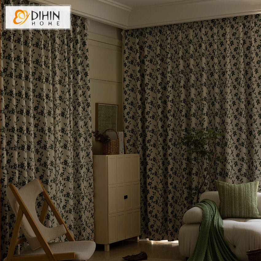DIHIN HOME Modern Green Flowers Printed,Grommet Window Curtain for Living Room,52x63-inch,1 Panel Roman Shades Curtains Window Blinds custom curtains blackout curtains curtains for living room sheer curtains curtain fabric linen curtains kitchen curtains velvet curtains pinch pleat curtains bay window curtains outdoor curtains pleated curtains floral curtains dining room curtains kitchen valances drapes for bedroom patio curtains nursery curtains grommet curtains