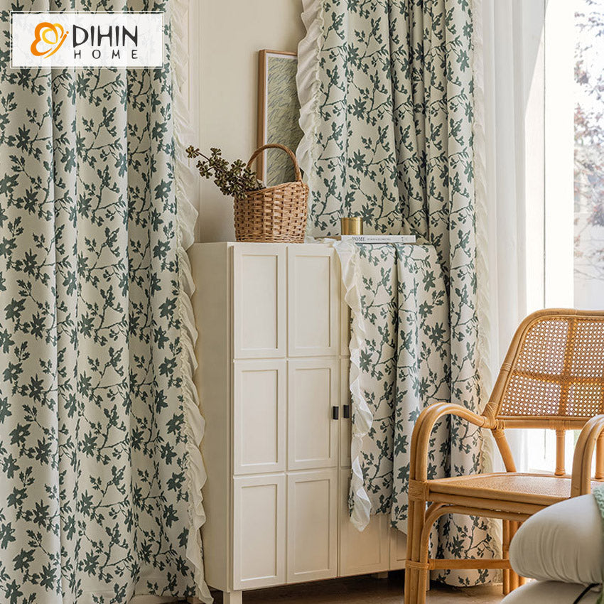 DIHIN HOME Modern Green Flowers Printed,Grommet Window Curtain for Living Room,52x63-inch,1 Panel Roman Shades Curtains Window Blinds custom curtains blackout curtains curtains for living room sheer curtains curtain fabric linen curtains kitchen curtains velvet curtains pinch pleat curtains bay window curtains outdoor curtains pleated curtains floral curtains dining room curtains kitchen valances drapes for bedroom patio curtains nursery curtains grommet curtains