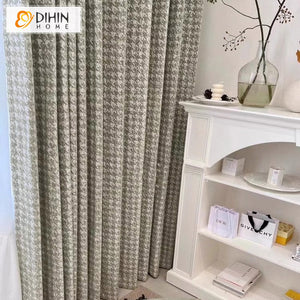 DIHIN HOME Modern Houndstooth Jacquard,Blackout Grommet Window Curtain For Living Room ,52x63-inch,1  Panel Roman Shades Curtains Window Blinds custom curtains blackout curtains curtains for living room sheer curtains curtain fabric linen curtains kitchen curtains velvet curtains pinch pleat curtains bay window curtains outdoor curtains pleated curtains floral curtains dining room curtains kitchen valances drapes for bedroom patio curtains nursery curtains grommet curtains