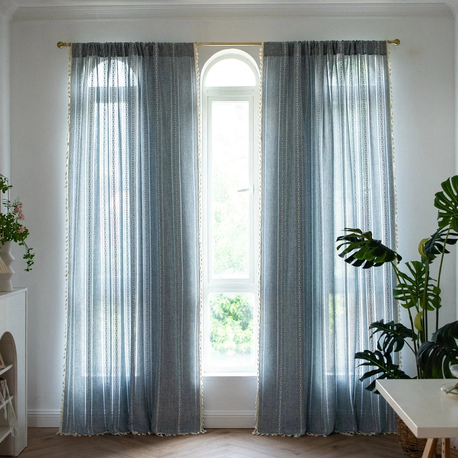 DIHIN HOME Modern Light Blue Embroidered,Blackout Grommet Window Curtain for Living Room ,52x63-inch,1 Panel Roman Shades Curtains Window Blinds custom curtains blackout curtains curtains for living room sheer curtains curtain fabric linen curtains kitchen curtains velvet curtains pinch pleat curtains bay window curtains outdoor curtains pleated curtains floral curtains dining room curtains kitchen valances drapes for bedroom patio curtains nursery curtains grommet curtains