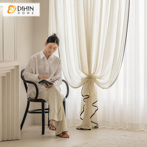 DIHIN HOME Modern Linen Fabric With Black Trims,Grommet Window Sheer Curtain for Living Room ,52x63-inch,1 Panel Roman Shades Curtains Window Blinds custom curtains blackout curtains curtains for living room sheer curtains curtain fabric linen curtains kitchen curtains velvet curtains pinch pleat curtains bay window curtains outdoor curtains pleated curtains floral curtains dining room curtains kitchen valances drapes for bedroom patio curtains nursery curtains grommet curtains