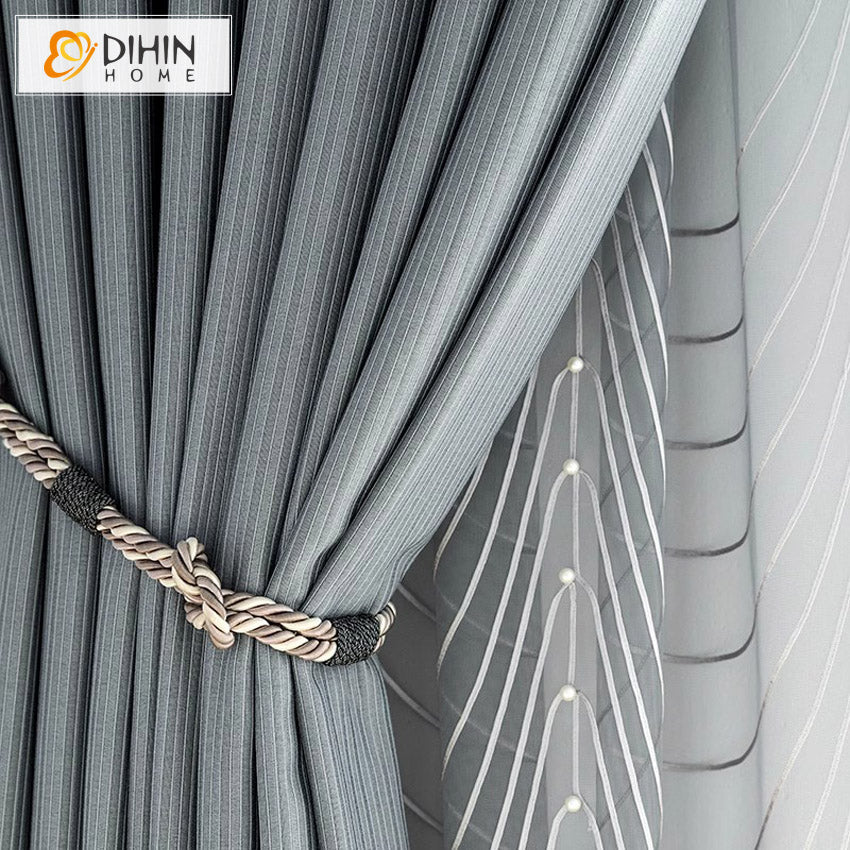 DIHIN HOME Modern Thickness Grey Color Striped,Blackout Grommet Window Curtain Customized Curtain Drapes for Living Room Roman Shades Curtains Window Blinds custom curtains blackout curtains curtains for living room sheer curtains curtain fabric linen curtains kitchen curtains velvet curtains pinch pleat curtains bay window curtains outdoor curtains pleated curtains floral curtains dining room curtains kitchen valances drapes for bedroom patio curtains nursery curtains grommet curtains