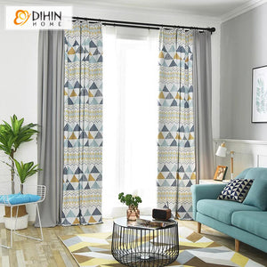 DIHIN HOME Modern Triangle Geometric Printed,Grommet Window Curtain for Living Room,Customzied Curtains Roman Shades Curtains Window Blinds custom curtains blackout curtains curtains for living room sheer curtains curtain fabric linen curtains kitchen curtains velvet curtains pinch pleat curtains bay window curtains outdoor curtains pleated curtains floral curtains dining room curtains kitchen valances drapes for bedroom patio curtains nursery curtains grommet curtains