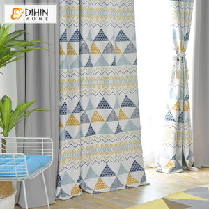 DIHIN HOME Modern Triangle Geometric Printed,Grommet Window Curtain for Living Room,Customzied Curtains Roman Shades Curtains Window Blinds custom curtains blackout curtains curtains for living room sheer curtains curtain fabric linen curtains kitchen curtains velvet curtains pinch pleat curtains bay window curtains outdoor curtains pleated curtains floral curtains dining room curtains kitchen valances drapes for bedroom patio curtains nursery curtains grommet curtains