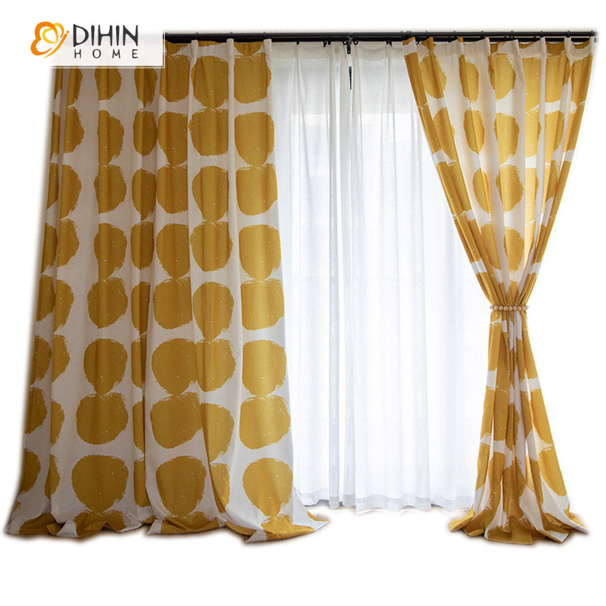 DIHIN HOME Modern Yellow Circles Printed,Half Blackout Grommet Window Curtain for Living Room ,52x63-inch,1 Panel Roman Shades Curtains Window Blinds custom curtains blackout curtains curtains for living room sheer curtains curtain fabric linen curtains kitchen curtains velvet curtains pinch pleat curtains bay window curtains outdoor curtains pleated curtains floral curtains dining room curtains kitchen valances drapes for bedroom patio curtains nursery curtains grommet curtains