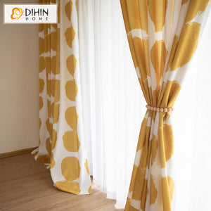 DIHIN HOME Modern Yellow Circles Printed,Half Blackout Grommet Window Curtain for Living Room ,52x63-inch,1 Panel Roman Shades Curtains Window Blinds custom curtains blackout curtains curtains for living room sheer curtains curtain fabric linen curtains kitchen curtains velvet curtains pinch pleat curtains bay window curtains outdoor curtains pleated curtains floral curtains dining room curtains kitchen valances drapes for bedroom patio curtains nursery curtains grommet curtains