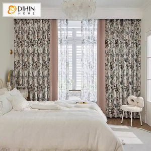 DIHIN HOME Natural Flowers Printed,Blackout Grommet Window Curtain for Living Room ,52x63-inch,1 Panel Roman Shades Curtains Window Blinds custom curtains blackout curtains curtains for living room sheer curtains curtain fabric linen curtains kitchen curtains velvet curtains pinch pleat curtains bay window curtains outdoor curtains pleated curtains floral curtains dining room curtains kitchen valances drapes for bedroom patio curtains nursery curtains grommet curtains