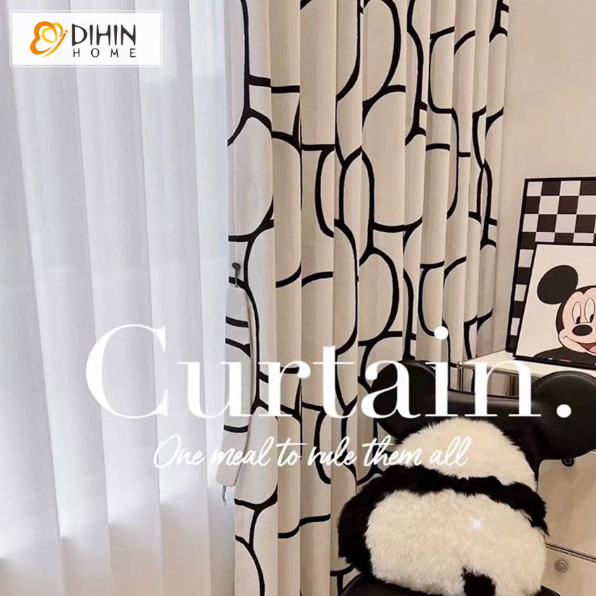 DIHIN HOME Neat Abstract Geometric Printed,Blackout Grommet Window Curtain for Living Room ,52x63-inch,1 Panel Roman Shades Curtains Window Blinds custom curtains blackout curtains curtains for living room sheer curtains curtain fabric linen curtains kitchen curtains velvet curtains pinch pleat curtains bay window curtains outdoor curtains pleated curtains floral curtains dining room curtains kitchen valances drapes for bedroom patio curtains nursery curtains grommet curtains