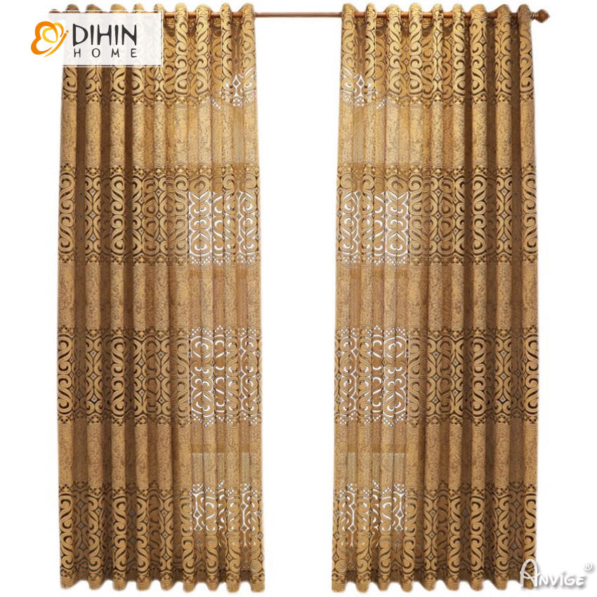 DIHIN HOME New Arrival Brown Embroidered,Grommet Window Sheer Curtain for Living Room ,52x63-inch,1 Panel Roman Shades Curtains Window Blinds custom curtains blackout curtains curtains for living room sheer curtains curtain fabric linen curtains kitchen curtains velvet curtains pinch pleat curtains bay window curtains outdoor curtains pleated curtains floral curtains dining room curtains kitchen valances drapes for bedroom patio curtains nursery curtains grommet curtains