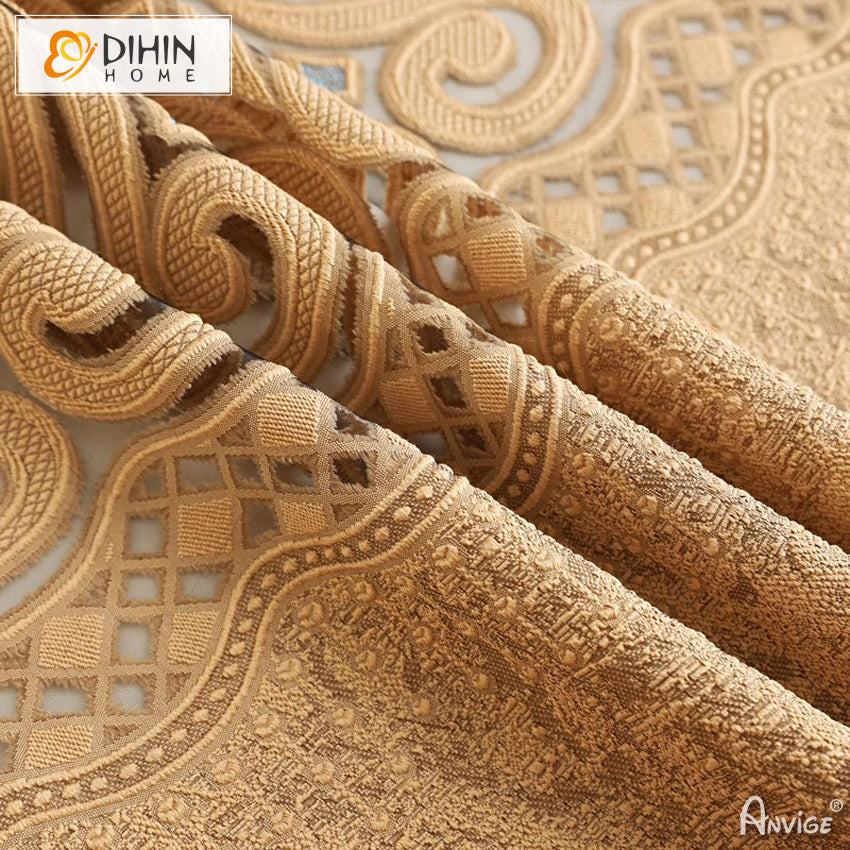 DIHIN HOME New Arrival Brown Embroidered,Grommet Window Sheer Curtain for Living Room ,52x63-inch,1 Panel Roman Shades Curtains Window Blinds custom curtains blackout curtains curtains for living room sheer curtains curtain fabric linen curtains kitchen curtains velvet curtains pinch pleat curtains bay window curtains outdoor curtains pleated curtains floral curtains dining room curtains kitchen valances drapes for bedroom patio curtains nursery curtains grommet curtains