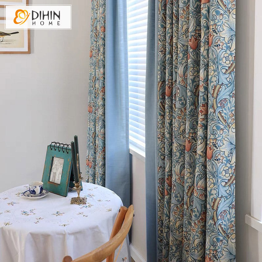 DIHIN HOME Pastoral Abstract Flowers Printed,Blackout Grommet Window Curtain for Living Room ,52x63-inch,1 Panel Roman Shades Curtains Window Blinds custom curtains blackout curtains curtains for living room sheer curtains curtain fabric linen curtains kitchen curtains velvet curtains pinch pleat curtains bay window curtains outdoor curtains pleated curtains floral curtains dining room curtains kitchen valances drapes for bedroom patio curtains nursery curtains grommet curtains