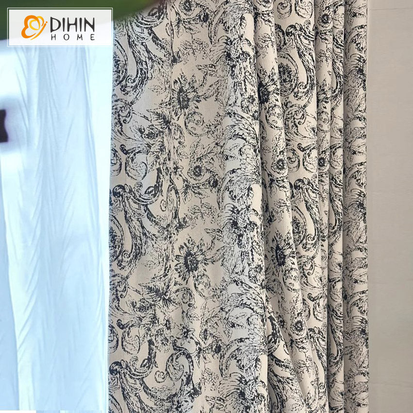 DIHIN HOME Pastoral Abstract Jacquard,Grommet Window Curtain for Living Room,Customzied Curtains Roman Shades Curtains Window Blinds custom curtains blackout curtains curtains for living room sheer curtains curtain fabric linen curtains kitchen curtains velvet curtains pinch pleat curtains bay window curtains outdoor curtains pleated curtains floral curtains dining room curtains kitchen valances drapes for bedroom patio curtains nursery curtains grommet curtains