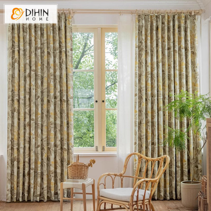 DIHIN HOME Pastoral Abstract Leaves Printed,Grommet Window Curtain for Living Room,Customzied Curtains Roman Shades Curtains Window Blinds custom curtains blackout curtains curtains for living room sheer curtains curtain fabric linen curtains kitchen curtains velvet curtains pinch pleat curtains bay window curtains outdoor curtains pleated curtains floral curtains dining room curtains kitchen valances drapes for bedroom patio curtains nursery curtains grommet curtains