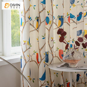DIHIN HOME Pastoral Bird Printed,Half Blackout Grommet Window Curtain for Living Room ,52x63-inch,1 Panel Roman Shades Curtains Window Blinds custom curtains blackout curtains curtains for living room sheer curtains curtain fabric linen curtains kitchen curtains velvet curtains pinch pleat curtains bay window curtains outdoor curtains pleated curtains floral curtains dining room curtains kitchen valances drapes for bedroom patio curtains nursery curtains grommet curtains