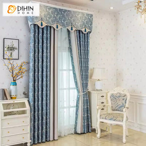 DIHIN HOME Pastoral Blue Color Jacquard,Blackout Grommet Window Curtain for Living Room ,52x63-inch,1 Panel Roman Shades Curtains Window Blinds custom curtains blackout curtains curtains for living room sheer curtains curtain fabric linen curtains kitchen curtains velvet curtains pinch pleat curtains bay window curtains outdoor curtains pleated curtains floral curtains dining room curtains kitchen valances drapes for bedroom patio curtains nursery curtains grommet curtains