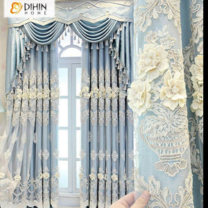 DIHIN HOME Pastoral Blue Embroidered Valance,Blackout Curtains Grommet Window Curtain for Living Room ,52x84-inch,1 Panel Roman Shades Curtains Window Blinds custom curtains blackout curtains curtains for living room sheer curtains curtain fabric linen curtains kitchen curtains velvet curtains pinch pleat curtains bay window curtains outdoor curtains pleated curtains floral curtains dining room curtains kitchen valances drapes for bedroom patio curtains nursery curtains grommet curtains