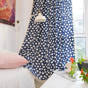 DIHIN HOME Pastoral Blue Fabric White Flowers Printed,Blackout Grommet Window Curtain for Living Room ,52x63-inch,1 Panel Roman Shades Curtains Window Blinds custom curtains blackout curtains curtains for living room sheer curtains curtain fabric linen curtains kitchen curtains velvet curtains pinch pleat curtains bay window curtains outdoor curtains pleated curtains floral curtains dining room curtains kitchen valances drapes for bedroom patio curtains nursery curtains grommet curtains