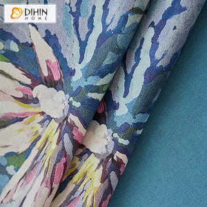 DIHIN HOME Pastoral Blue Flowers Printed,Blackout Grommet Window Curtain for Living Room ,52x63-inch,1 Panel Roman Shades Curtains Window Blinds custom curtains blackout curtains curtains for living room sheer curtains curtain fabric linen curtains kitchen curtains velvet curtains pinch pleat curtains bay window curtains outdoor curtains pleated curtains floral curtains dining room curtains kitchen valances drapes for bedroom patio curtains nursery curtains grommet curtains