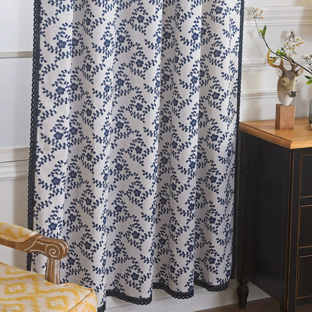 DIHIN HOME Pastoral Blue Flowers Printed,Blackout Grommet Window Curtain for Living Room ,52x63-inch,1 Panel Roman Shades Curtains Window Blinds custom curtains blackout curtains curtains for living room sheer curtains curtain fabric linen curtains kitchen curtains velvet curtains pinch pleat curtains bay window curtains outdoor curtains pleated curtains floral curtains dining room curtains kitchen valances drapes for bedroom patio curtains nursery curtains grommet curtains